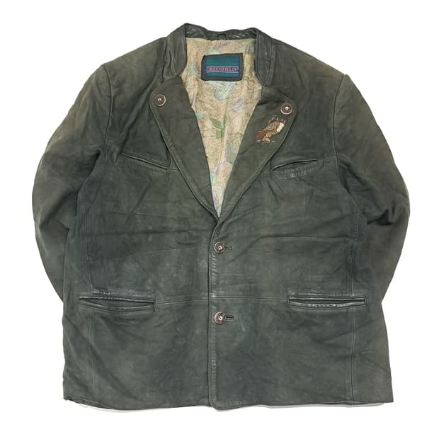 CL331 3XL 그린필드 80s 유럽판 가죽 자수 다크그린 자켓 아우