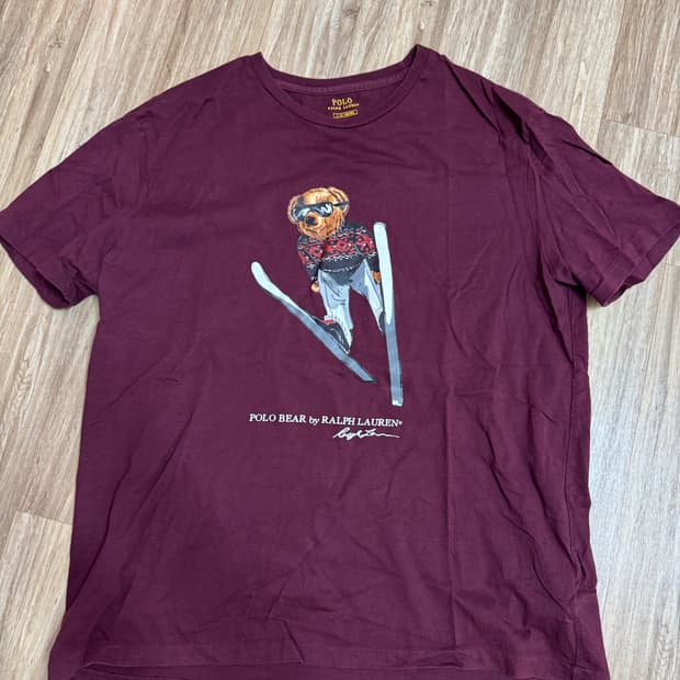 폴로 랄프로렌 곰돌이 버건티 티셔츠 해외 L
