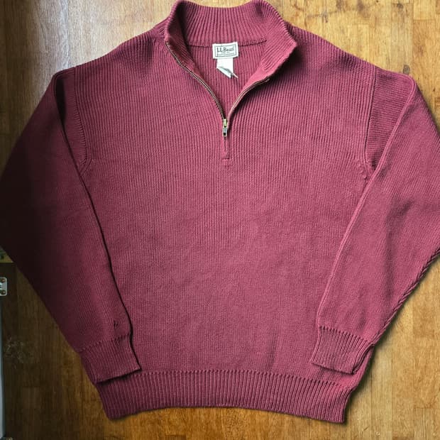 L.L.Bean 엘엘빈 버건디 집업니트 Made In Australia 