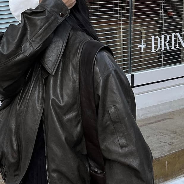 트리밍버드 레더 브라운 자켓