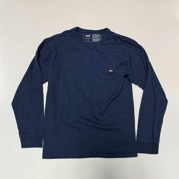 공용! 반스 Vans 스몰 로고 롱 슬리브 긴팔 티셔츠 S 네이비