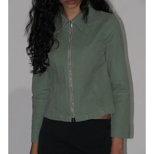 파르티멘토 우먼 워시드 코튼 집업 자켓 그린 s
