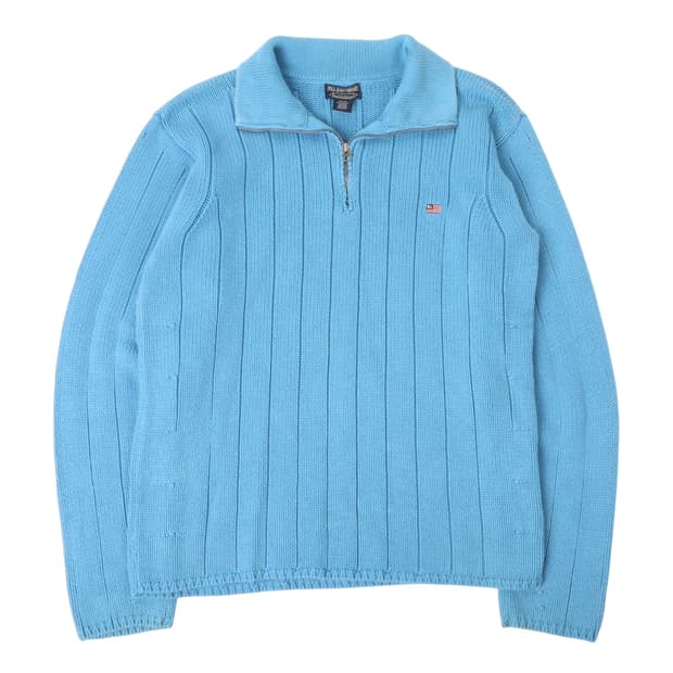 폴로진스 라이트 블루 헤비웨이트 하프집업 니트