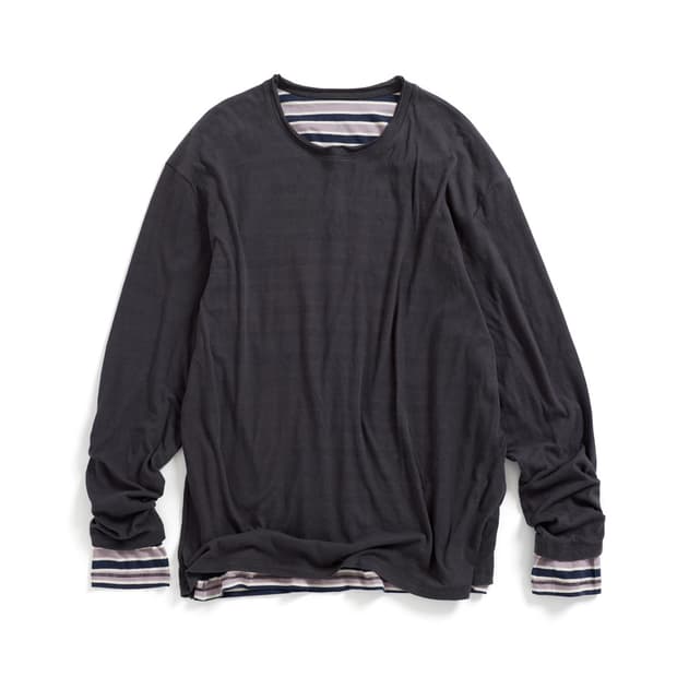 해칭룸 Two Face Stripe Tee Blue Charcoal[3]