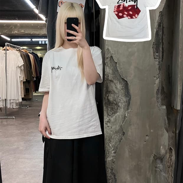 스투시 프린팅 반팔 티셔츠 화이트 M   #csz3983