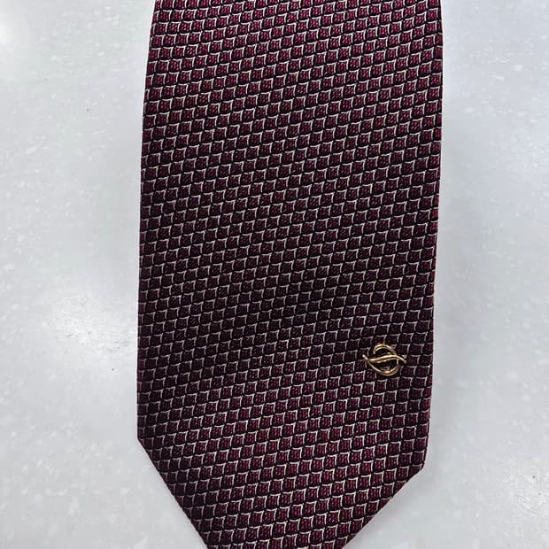 st 듀퐁 와인색 체크무늬 넥타이