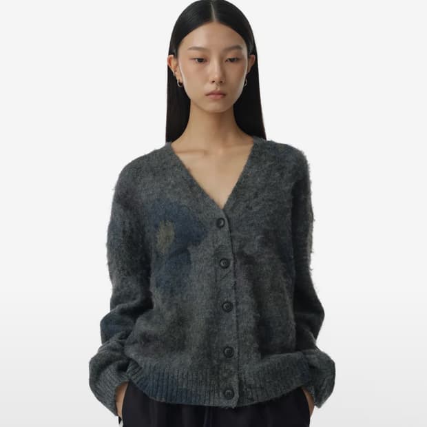 밀로우먼 프린트 루즈 가디건 