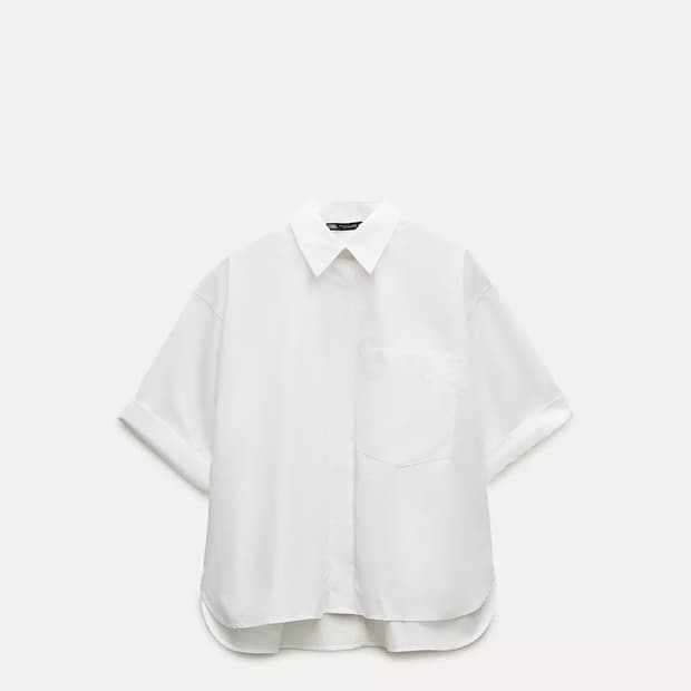 자라 포켓 포플린 셔츠 M 