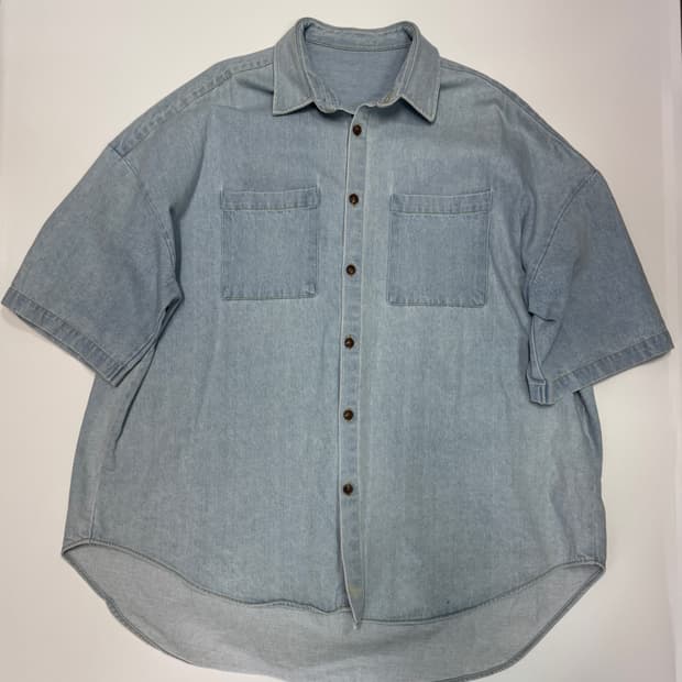 빈티지 연청 데님 오버핏 셔츠 자켓 2XL