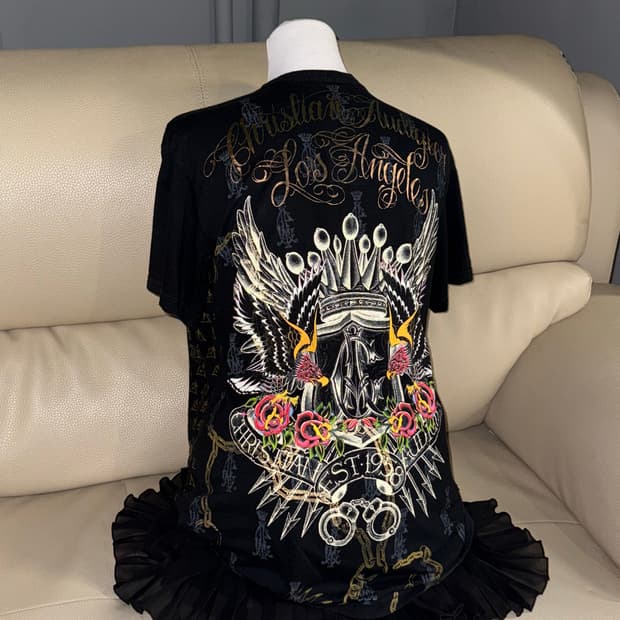 christian Audigier printing detail top