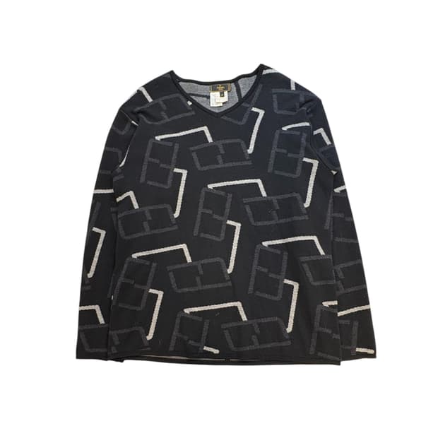 펜디 아브스트랙트 패턴 브이넥 니트