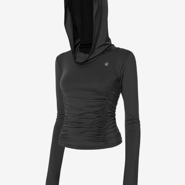 플레어업 후디드 하이넥 롱슬리브 후드티 차콜