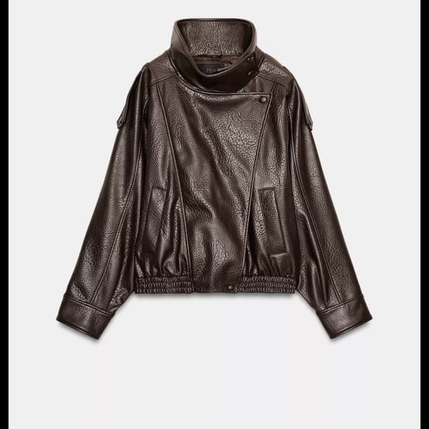 자라 페이크 레더 점퍼 브라운 xs