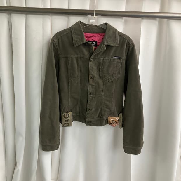 D&G 돌체앤가바나 카키 코튼 패치 트러커 자켓 S
