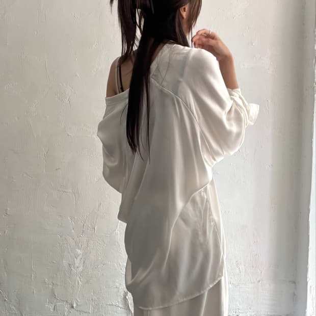 Haider Ackermann 하이더 아커만 아이보리 실크 논카라 셔츠