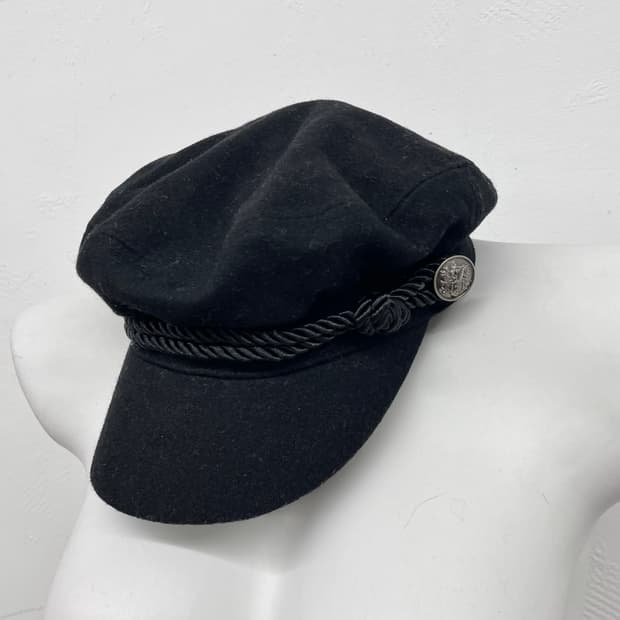 모직 블랙 은장 마린 캡