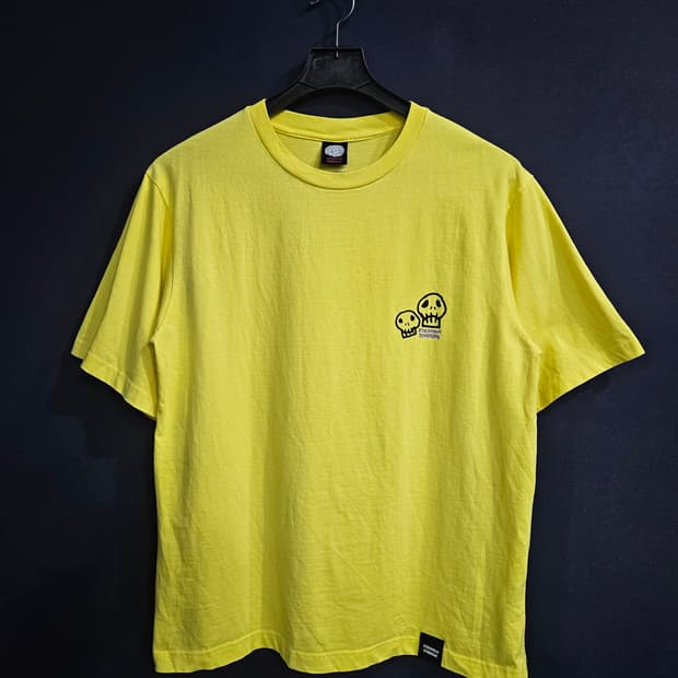 스톡홀름 프린팅 옐로우 남성 오버핏 100~105 반팔티 