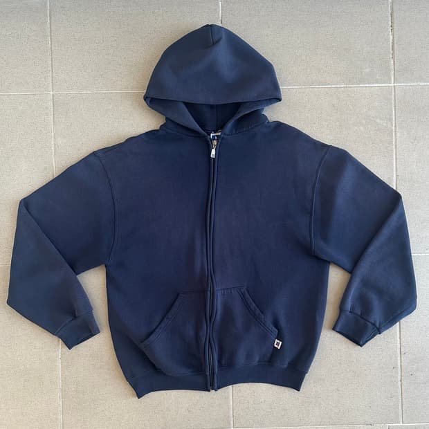 90s 빈티지 러셀 후드집업 네이비 M