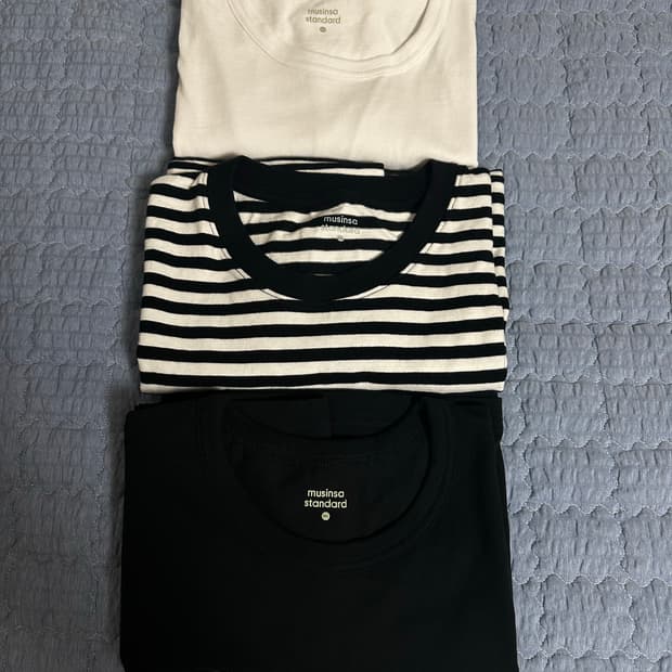 [3XL] 무신사 스탠다드 릴렉스 핏 크루넥 반팔 하프 티셔츠 3개 일괄