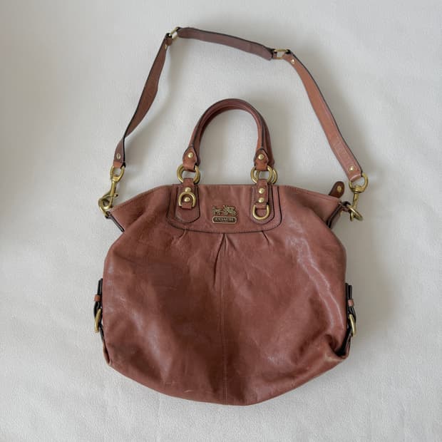 코치(COACH) 레더 토트백(숄더 가능, 사용감 확인)