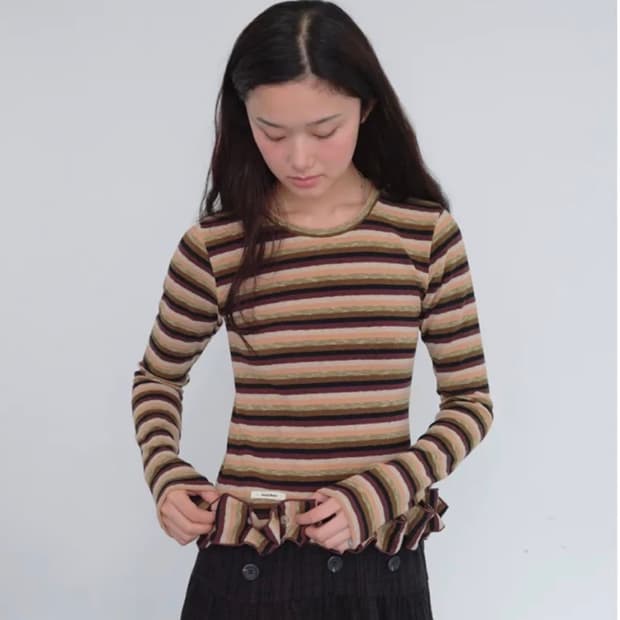 무음 러플 티셔츠 세트