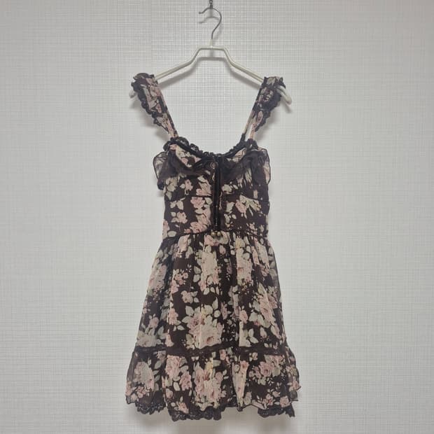 리즈리사 초고전템 히메갸루 쵸코브라운 플로럴 원피스