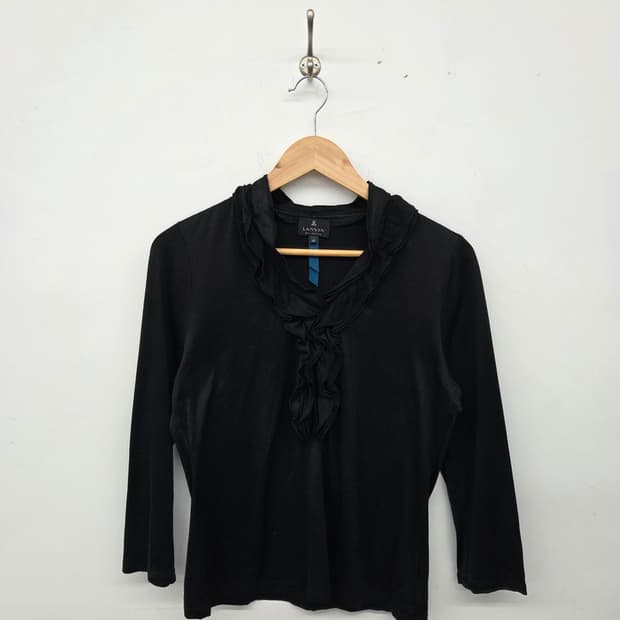 LANVIN 컬렉션 블랙 프릴 블라우스 여성M