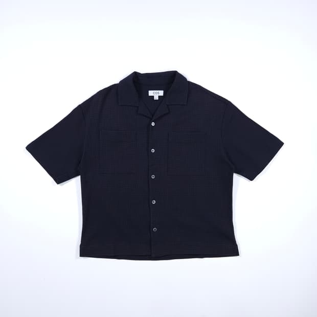 COS 남성 네이비 체크 셔츠