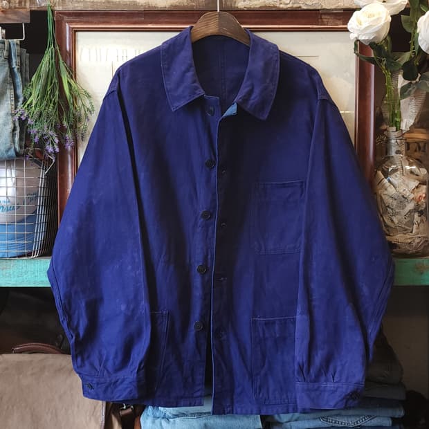 60s 프렌치 워크자켓 프렌치자켓 블루 빅사이즈 프렌치 자켓 52