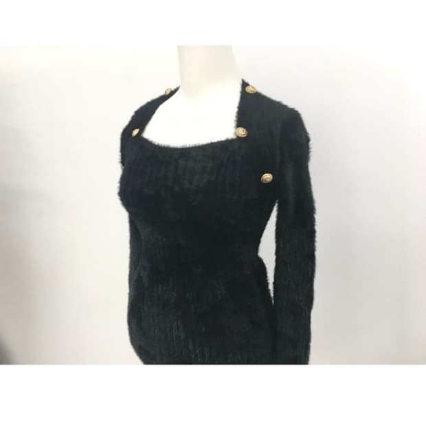gold button angora knit one-piece