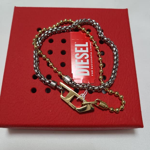 디젤 스테인리스 스틸 체인 투톤 팔찌 브레이슬릿 실버 골드