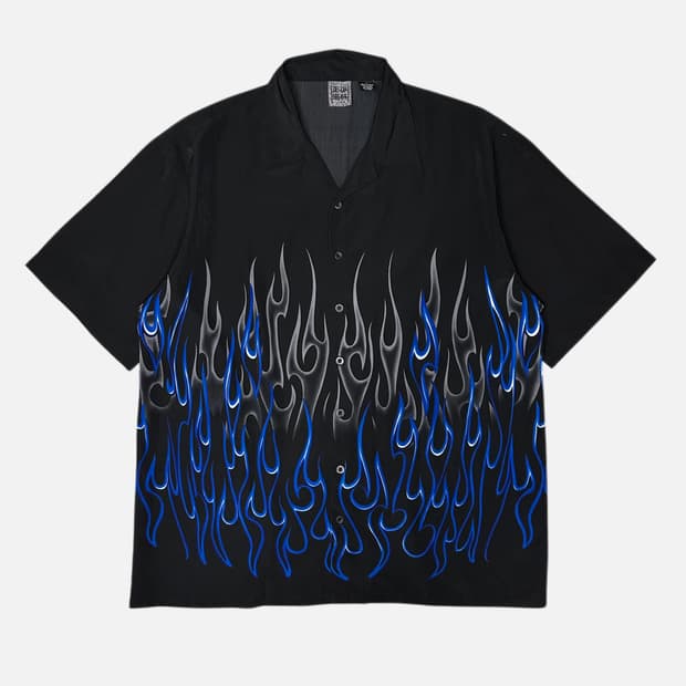 SHAOLIN blue flame pattern shirt