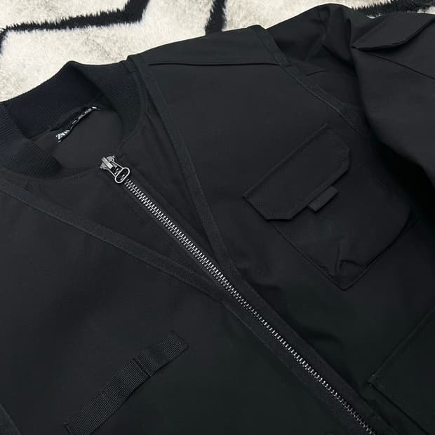 [한국XL]ZARA 레이어드 디테일 봄버 패딩 자켓/블랙