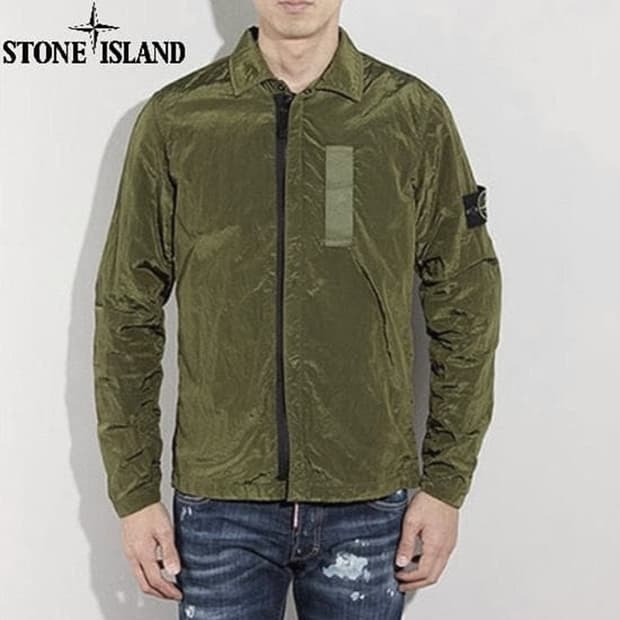 스톤아일랜드 나일론 메탈 오버셔츠 카키