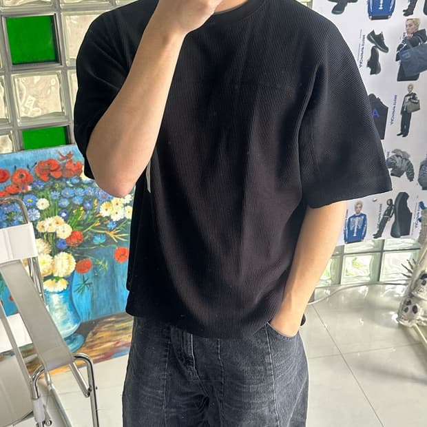 WAFFLE OVERSIZ HALF SLEEVE TEE 오버사이즈 티셔츠