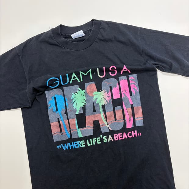 빈티지 헤인즈 비치 티셔츠 made in usa