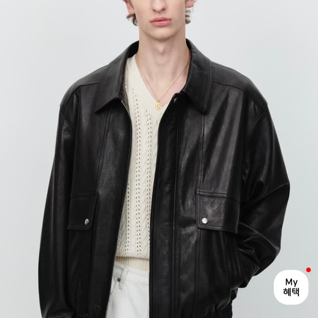 던스트 유니섹스 오버사이즈 빈티지 블루종 레더자켓(블랙 m)