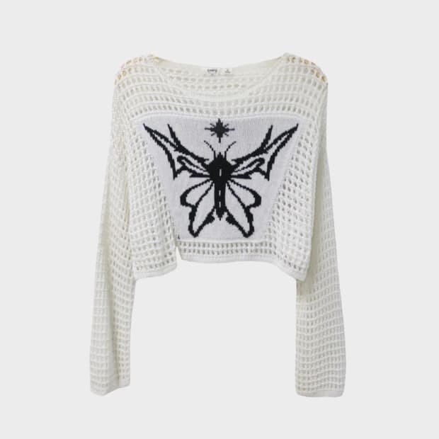 SANFU 크롭 나비 니트 66381