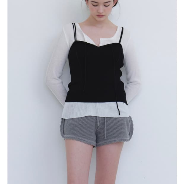 Lettera 레테라 스캘럽 니트 숏팬츠 차콜