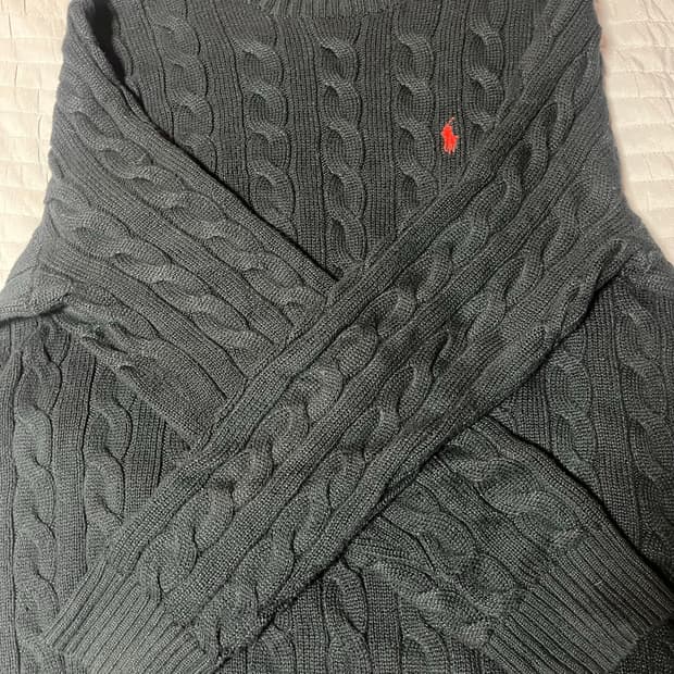 폴로 랄프 로렌 케이블 니트 코튼 스웨터 블랙