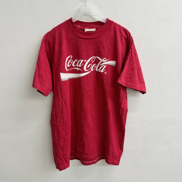 90s 코카콜라 made usa 레드 반팔티 L