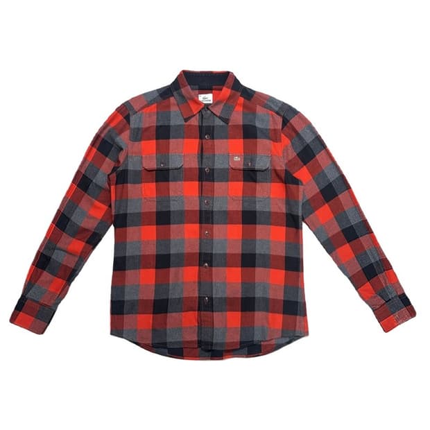 LACOSTE 긴팔 체크셔츠 오렌지 40