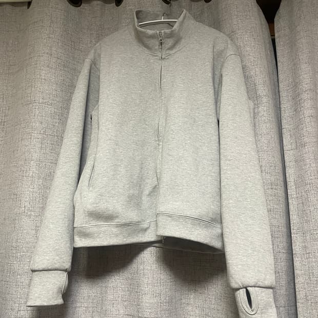 [S] 제로 풀 집 핑거 홀 스웨트 셔츠 멜란지 그레이