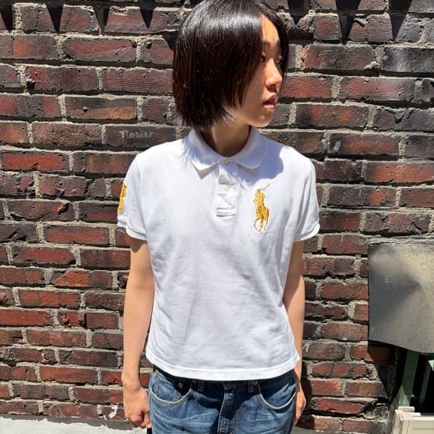 Polo Ralph Lauren 골드 빅포니 넘버링 반팔 카라 티셔츠 L