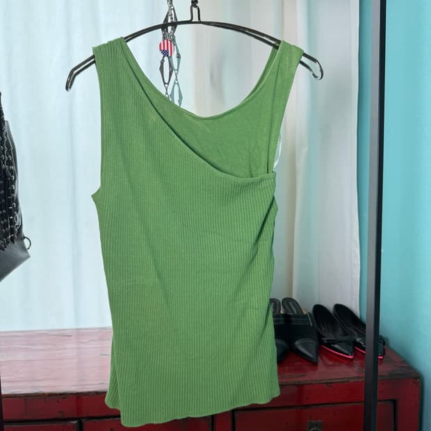 Layered Knit Green Tank Top