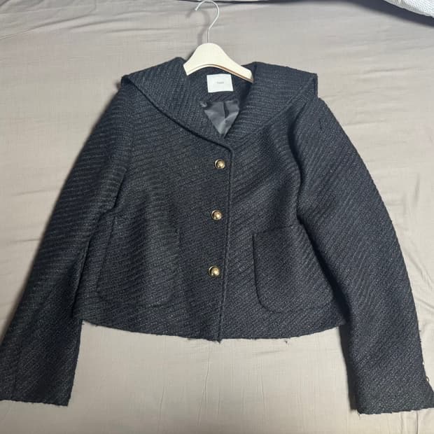 11AM 검정 트위드 세일러 자켓