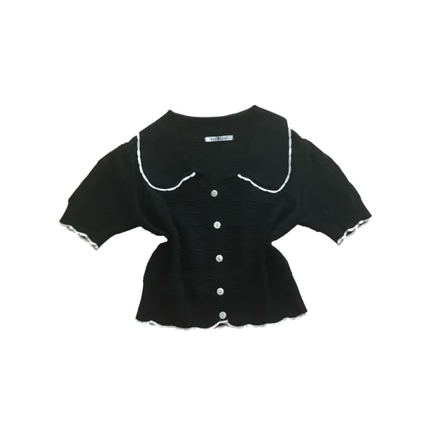 레이스 펀칭 반팔 가디건