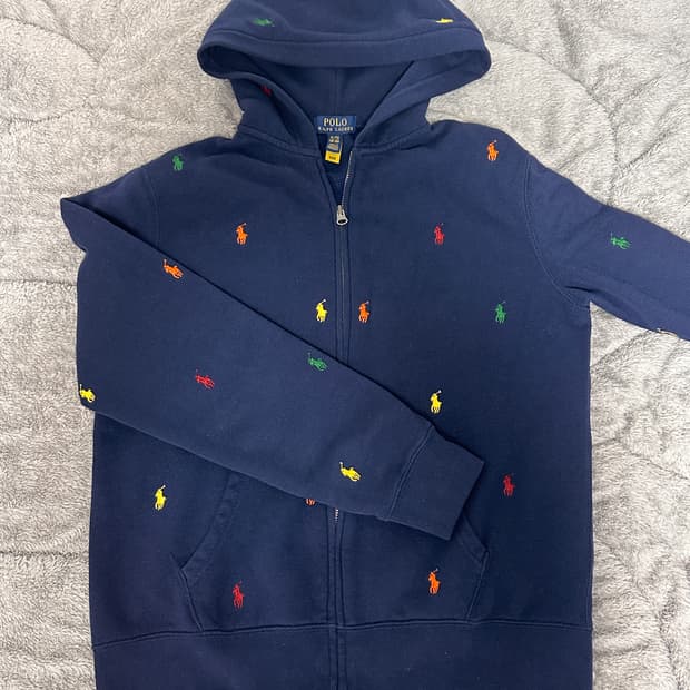 폴로 멀티로고 후드집업 네이비 S-M