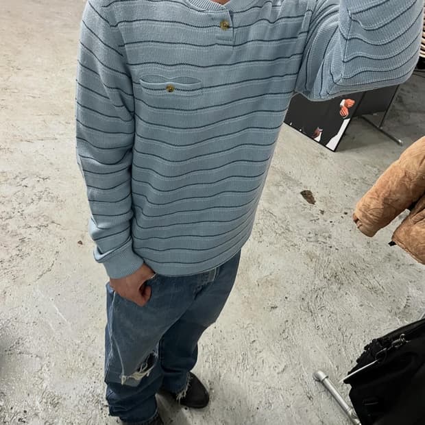 Inspire stripe henley neck knit