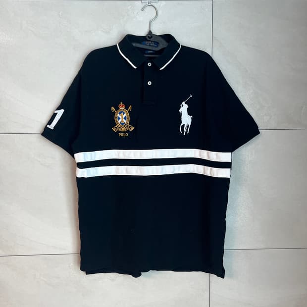 폴로 랄프로렌 빅포니 대장 발팔 카라티 셔츠 블랙 [L]